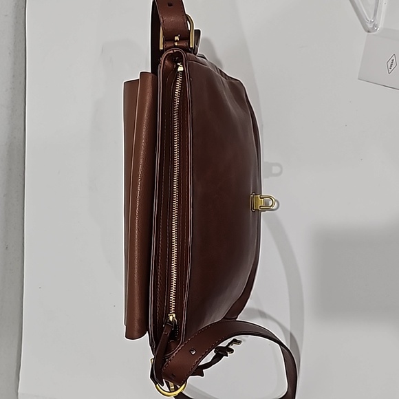 Fossil Women's Gabriella Brown Leather Flap Crossbody NWOT. - Picture 12 of 13